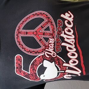 Woodstock 50th anniversary black tee shirt women's cut size medium